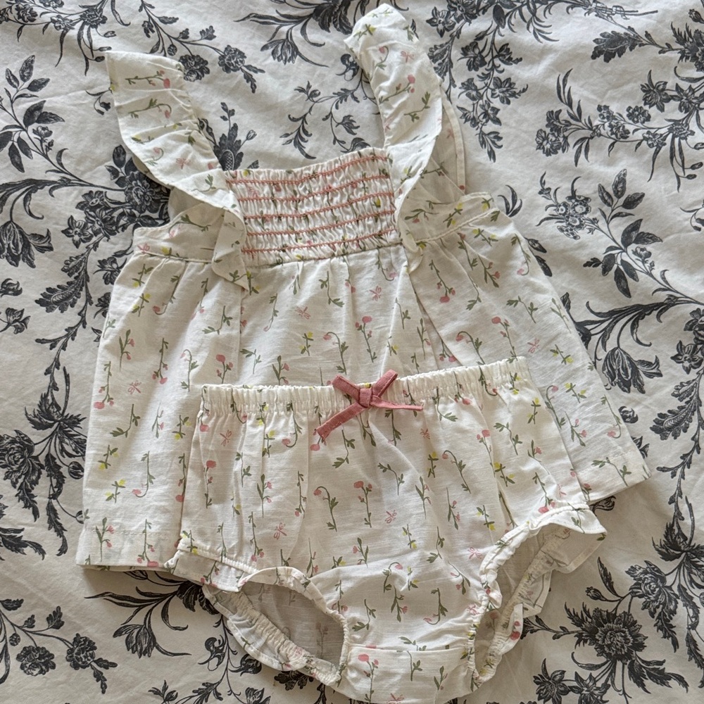 Carter's Floral Print Diaper Cover Set - Pink and Green